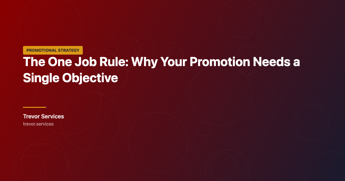 The One Job Rule — designing a promotion around a single clear objective
