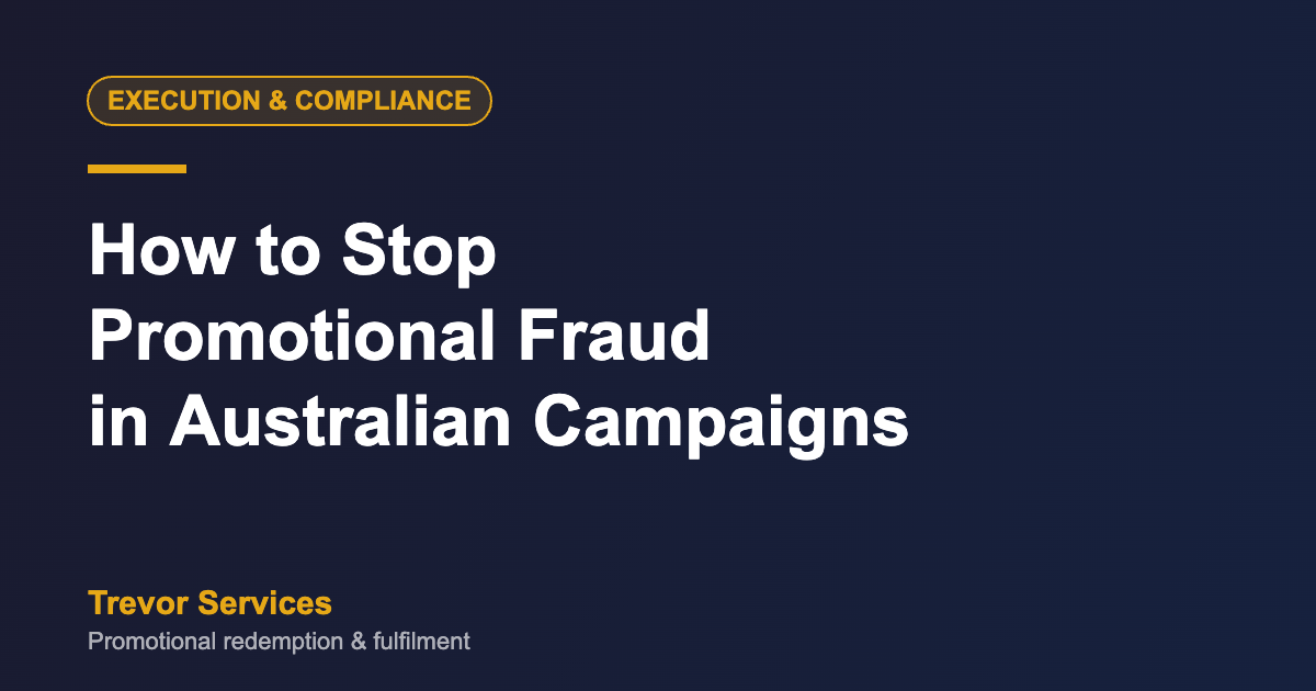 Promotional fraud controls for Australian cashback, instant win and prize draw campaigns