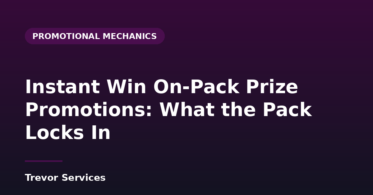 Instant win on-pack prize promotion — product pack with a printed unique code and instant win prize message